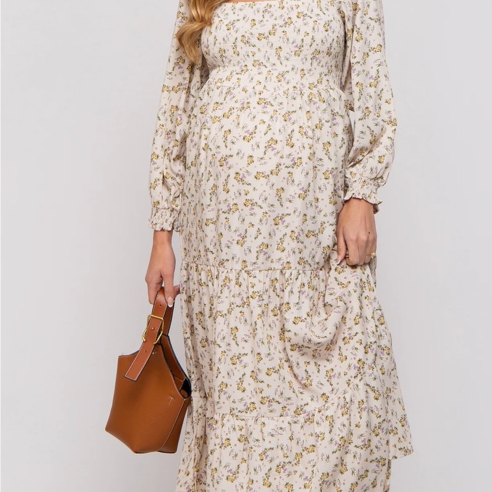 Pinkblush Cream Floral Long Sleeve Dress